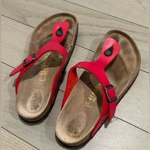 Red Birkenstock sandals